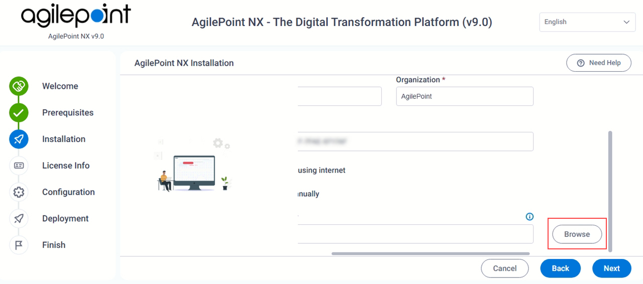 AgilePoint Server Install Location screen