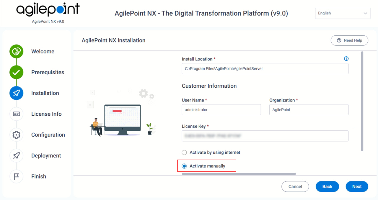 AgilePoint Server Install Location screen