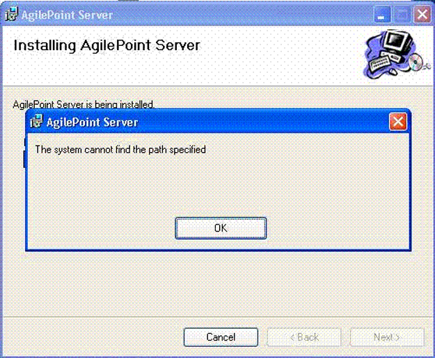 AgilePoint Server Installation Error Message