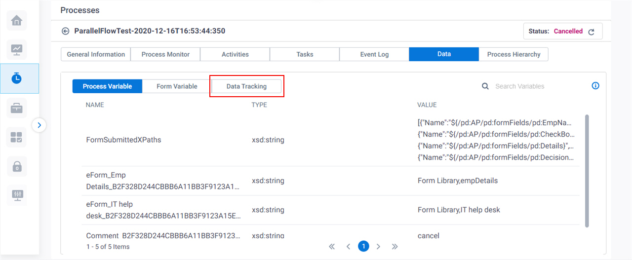 Click Data Tracking tab