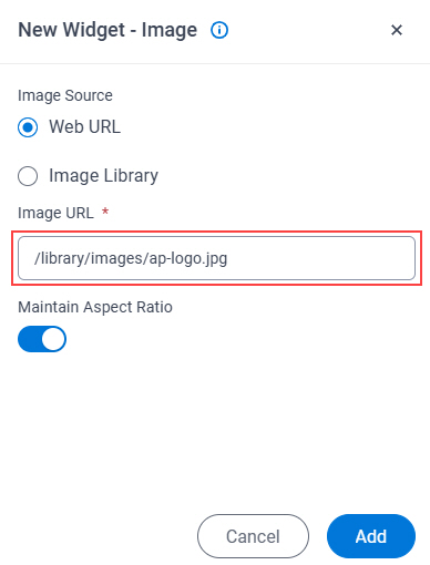 Image Widget screen