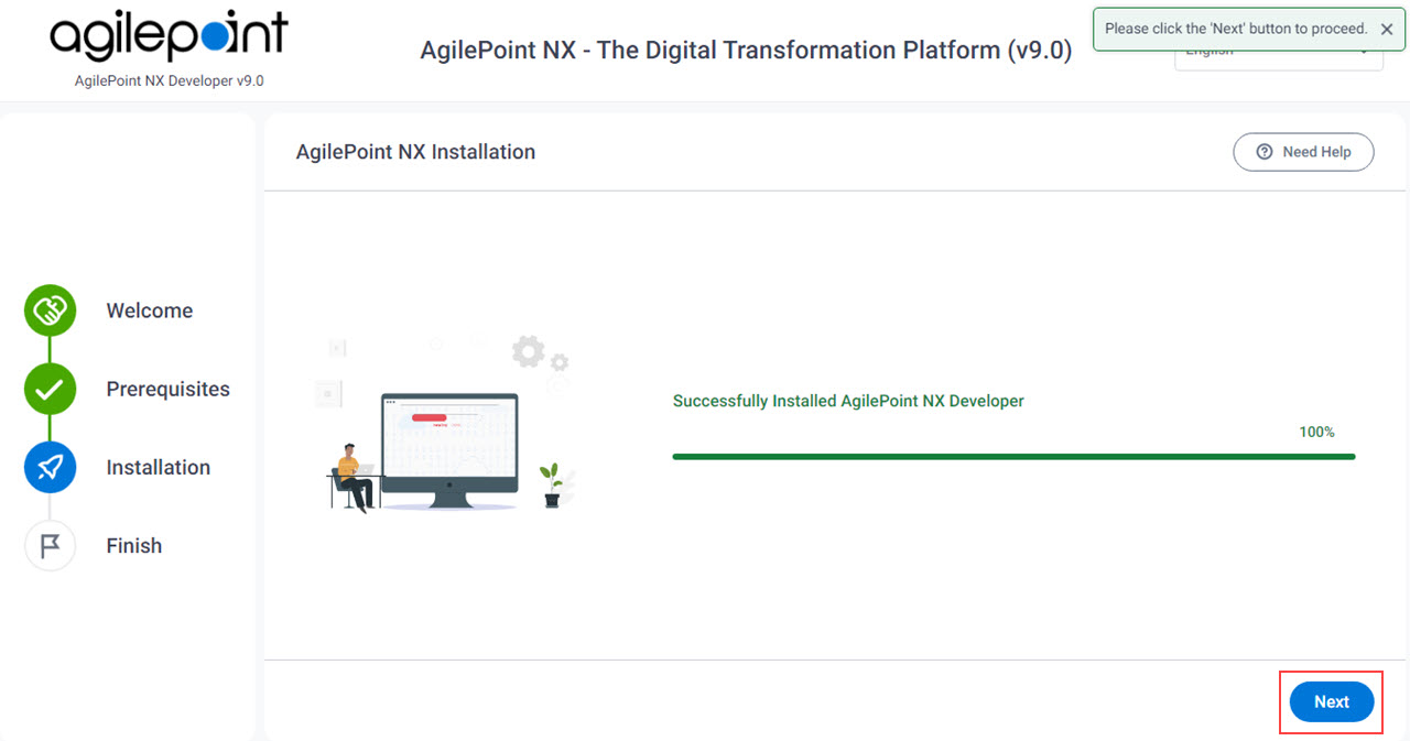 AgilePoint NX Developer Installation Completed screen