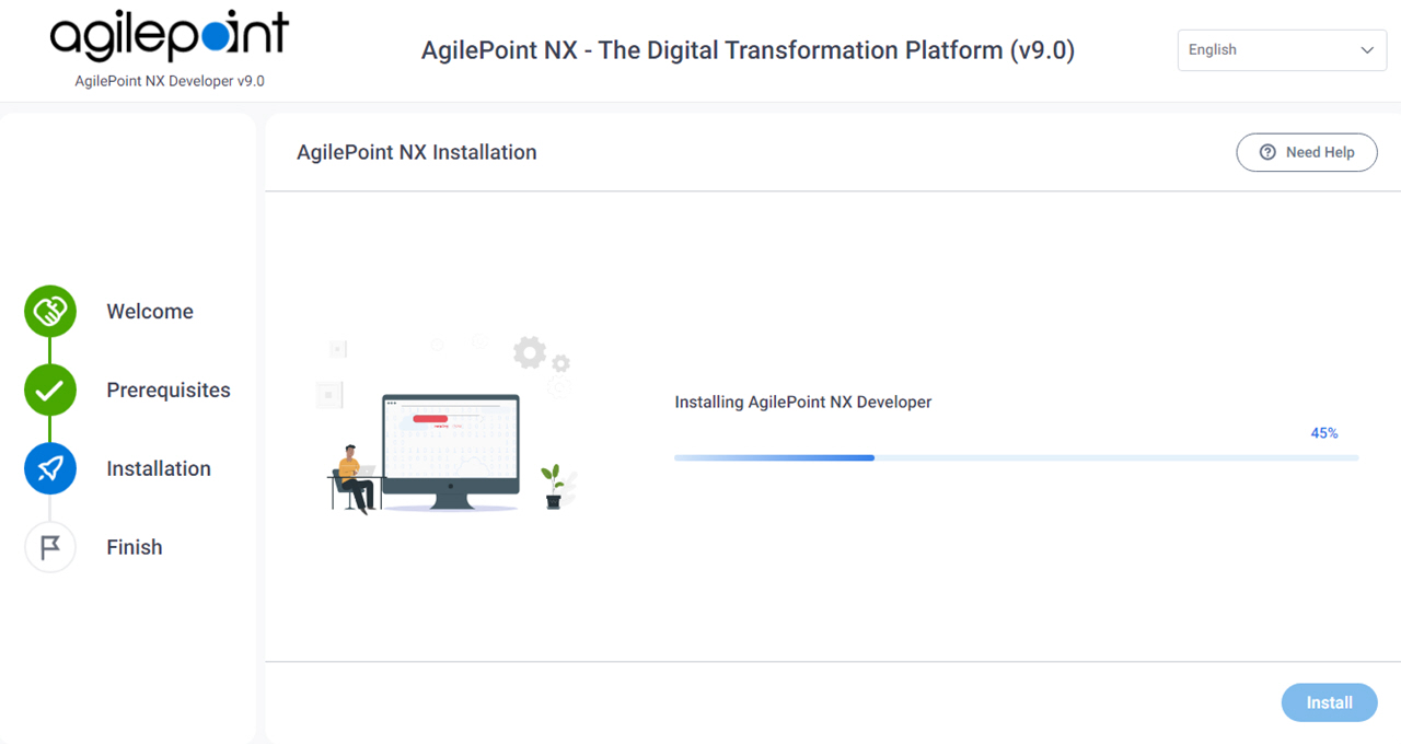 AgilePoint NX Developer Installation Start screen
