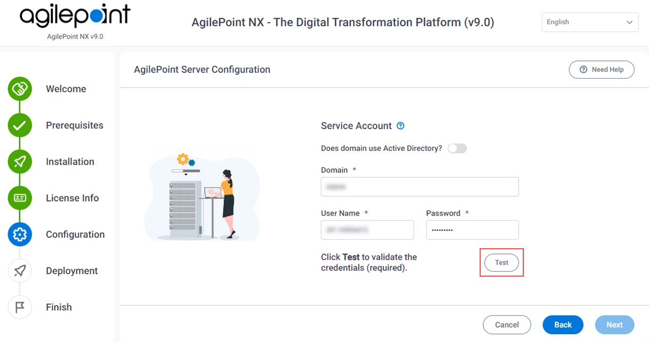 AgilePoint Server Configuration screen