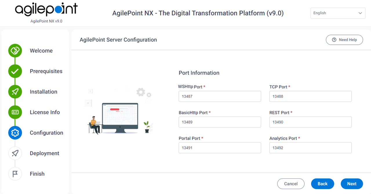 AgilePoint Server Configuration Port Information screen