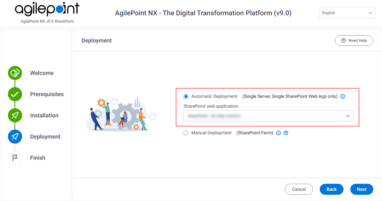 SharePoint Integration Automatic Deployment screen