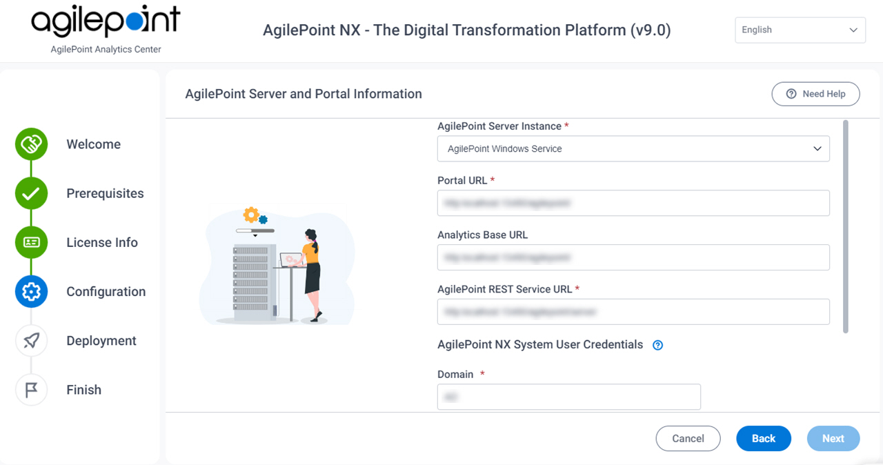 AgilePoint Server and Portal Information screen