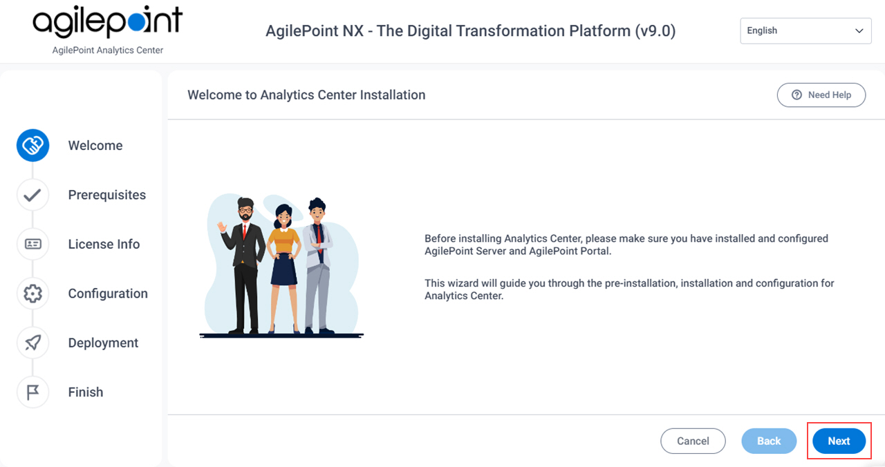 Welcome to Analytics Installation screen