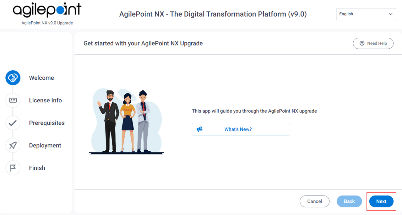 Welcome To AgilePoint NX Software Update Installation screen