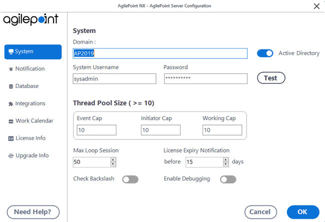 AgilePoint Server Configuration Utility