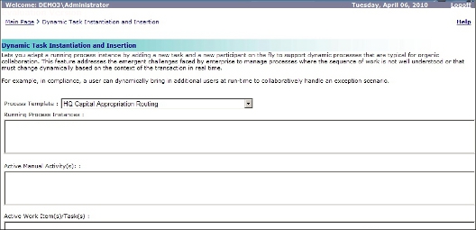 Dynamic Task Instantiation and Insertion Page