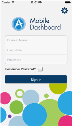 Mobile Dashboard Sign-In screen