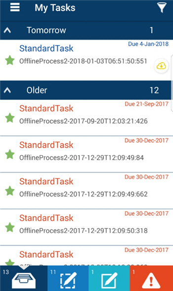 My Tasks screen